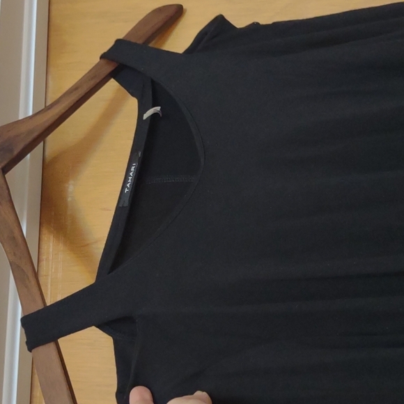 Tahari Cold Shoulder Viscose Blend Stretch Black Tunic Size Medium GUC - Picture 3 of 7